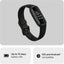Black smartwatch on a gray background with compatibility and battery life text.