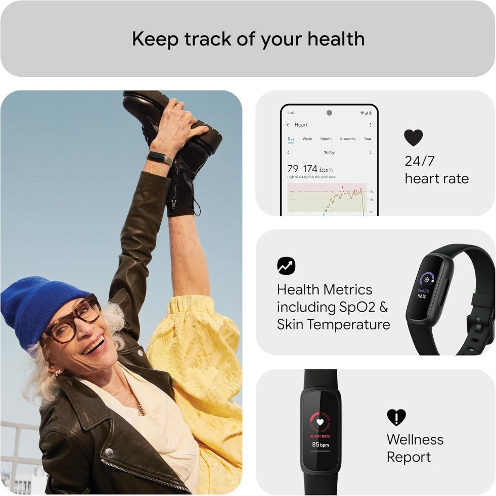 Person exercising outdoors with health monitoring devices and app on a clear day