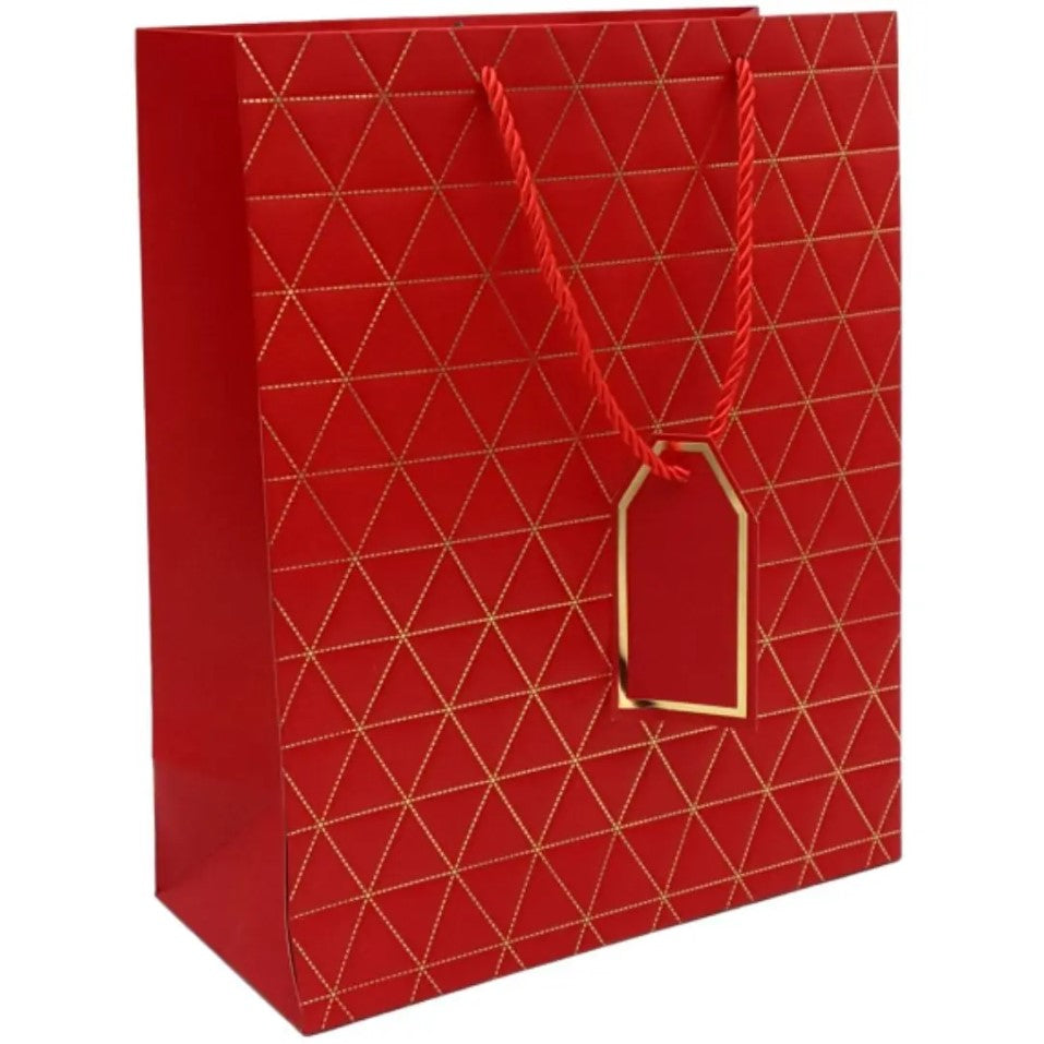 Red with gold triangles Gift Bag Large | Gift bags in Dar Tanzania