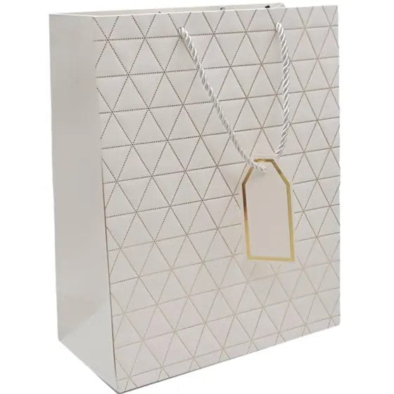 White with gold triangles Gift Bag Large | Gift bags in Dar Tanzania