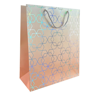 Orange With Silver Geometric Shapes Design Gift Bag, A5
