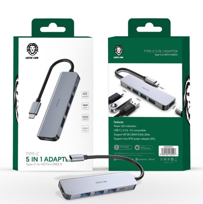 GREEN LION 5 in 1 USB-C, HDMI, USB3.0 Hub USB Adapter in Dar Tanzania