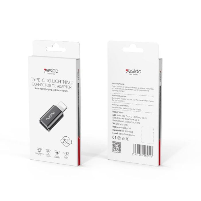 YESIDO GS03, USB C Female To Lightning Apple Male Adapter