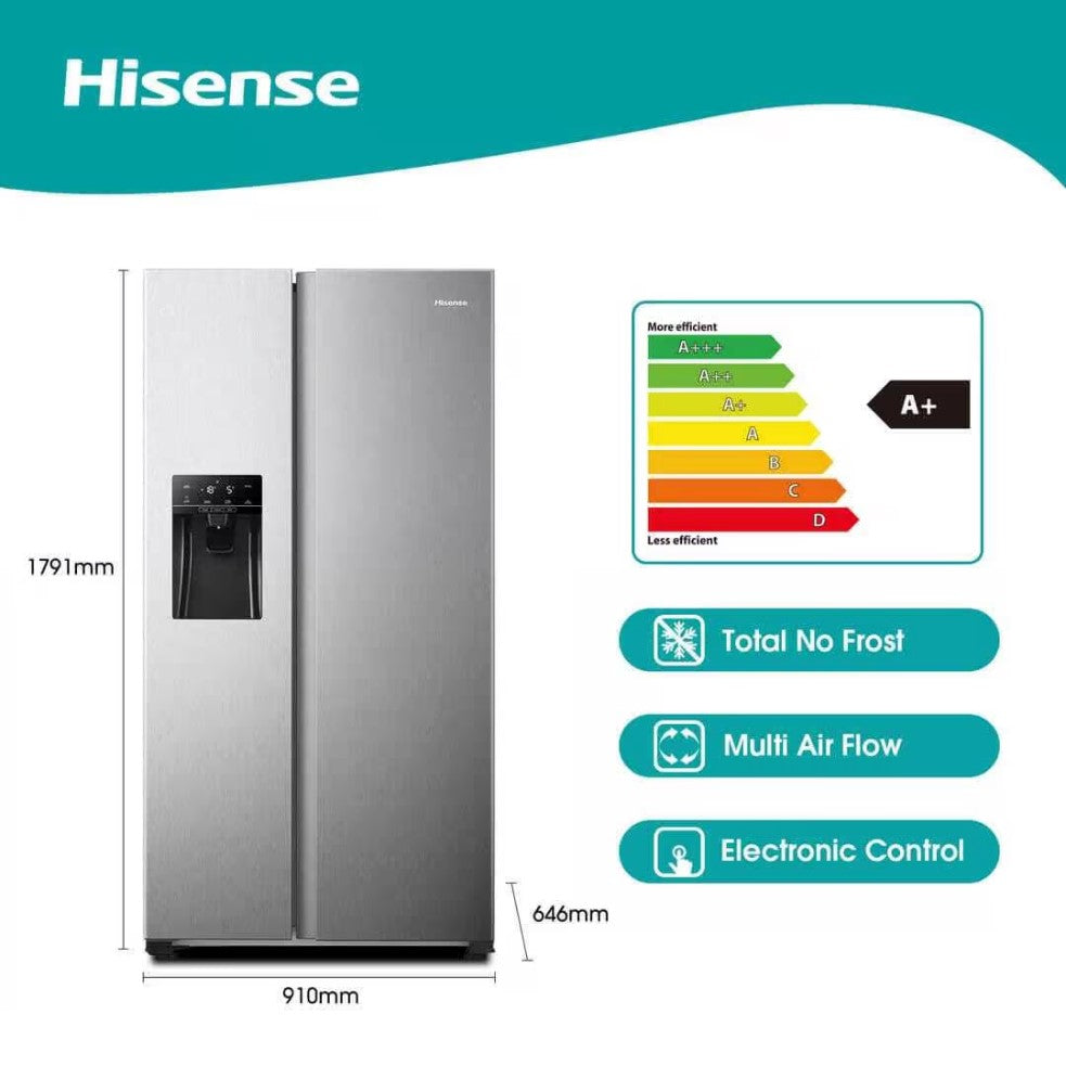 HISENSE 474 Lt Side by side Fridge with Water Dispenser H690SS-IDL