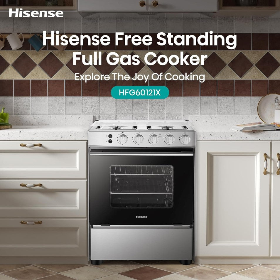 HISENSE 4 Gas Hobs Oven Cooker HFG60121X | Cookers in Dar Tanzania