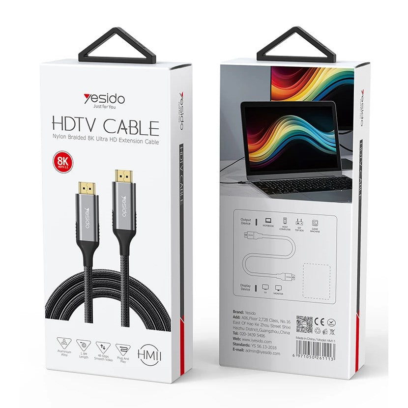 YESIDO 1.8m, HD High Speed, 8K@60Hz, HDMI 2.1 Cable, HM11