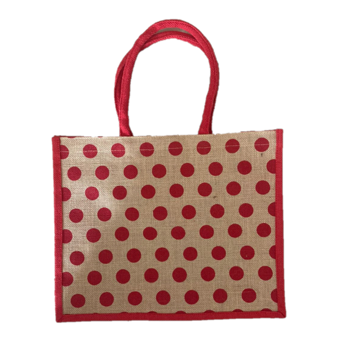 Jute Shopping Bag 13 x 16 Inch Red Dots | Jute bags in Dar Tanzania