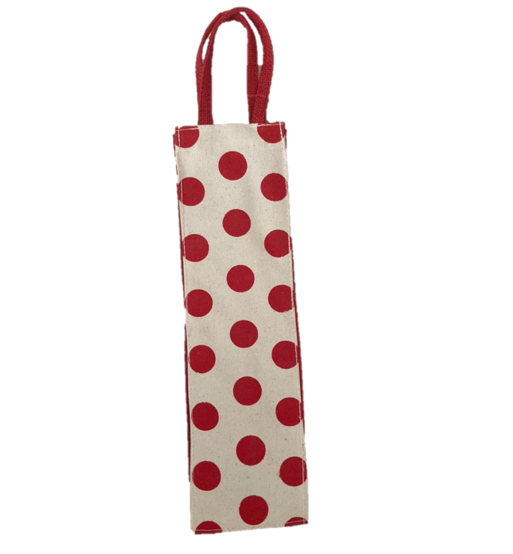 Jute Bottle Bag Red Polka Dots Design | Jute bags in Dar Tanzania