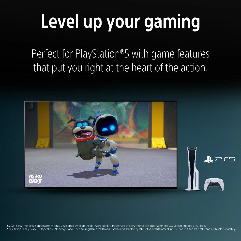 Advertisement for PlayStation 5 with a character from 'Astro Bot' and gaming console controller.