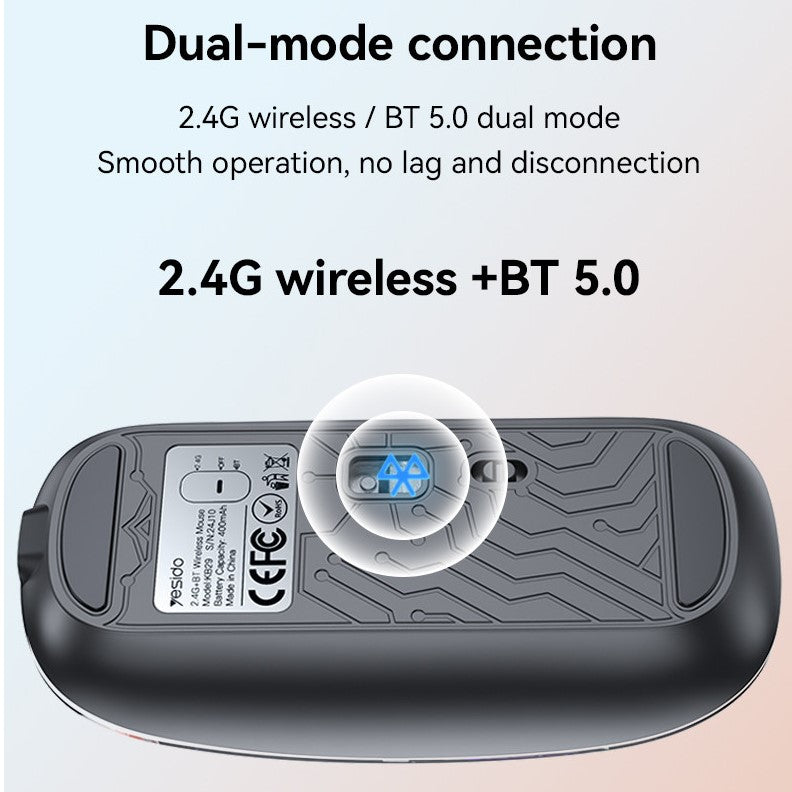 YESIDO KB29 Ergonomic Wireless Wi-fi + Bluetooth Mouse