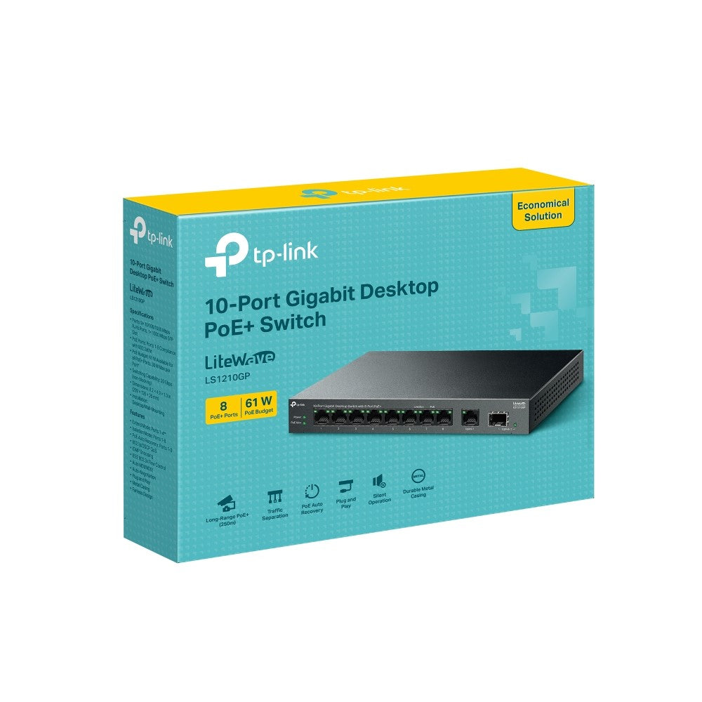 TP-LINK 10-Port Gigabit Desktop Switch With 8-Port PoE+, LS1210GP