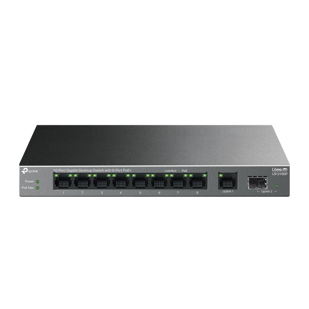 TP-LINK 10-Port Gigabit Desktop Switch With 8-Port PoE+, LS1210GP