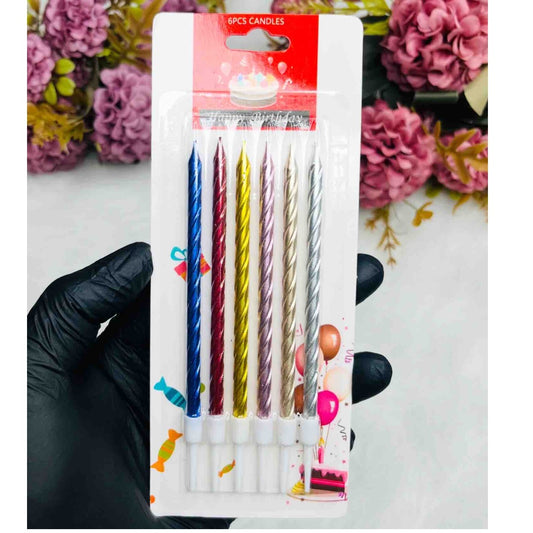 Metallic Multi Color Spiral Birthday Candle 10pc Set