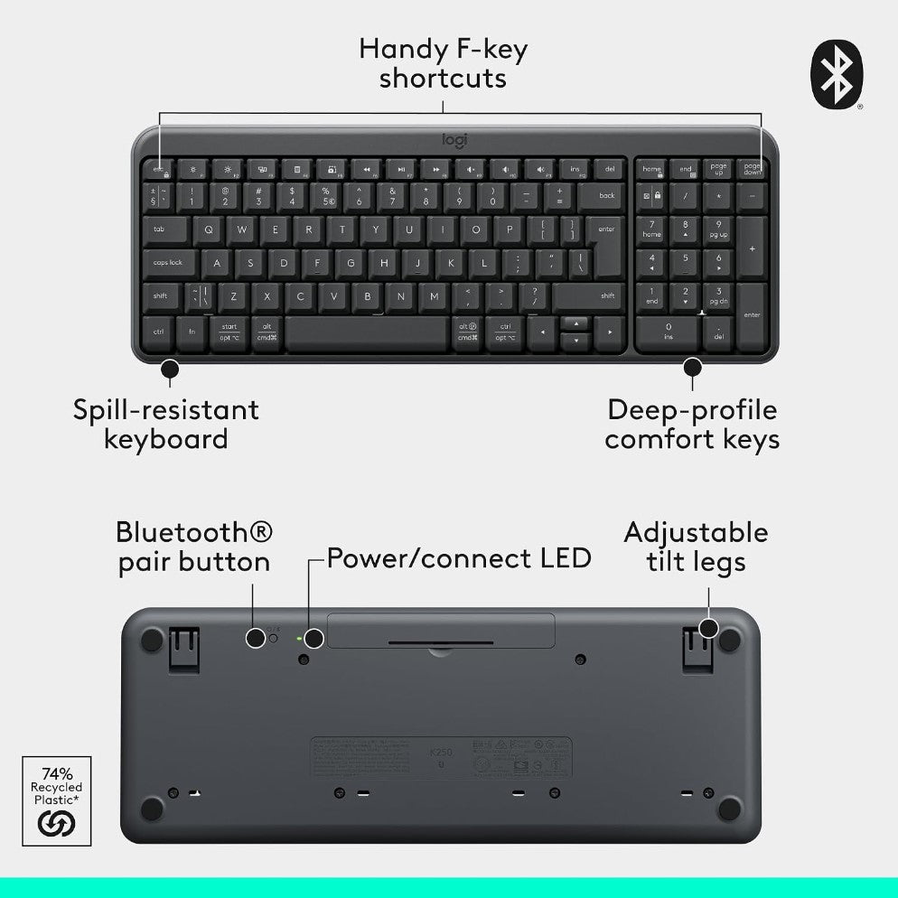 LOGITECH MK250 Bluetooth Wireless Keyboard and Mouse Combo 