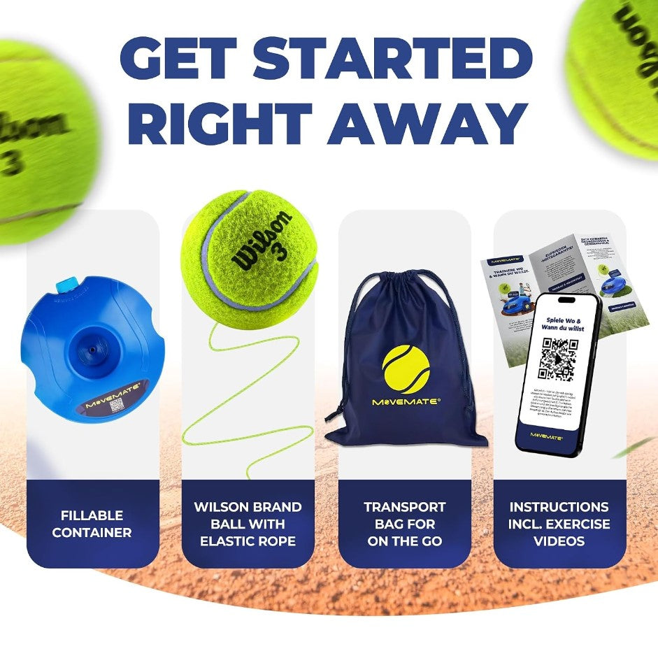 MOVEMATE Retracting Tennis Trainer Set with Wilson Tennis Ball