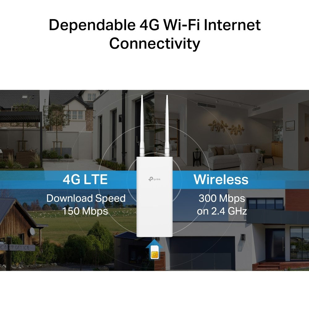 TP-LINK TL-MR100-Outdoor, 300 Mbps, Wireless 4G LTE, Outdoor Router ...