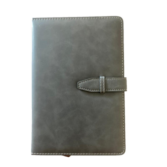 PU Grey Soft Bound 92 Sheets A5 Executive Notebook With Flap Closure