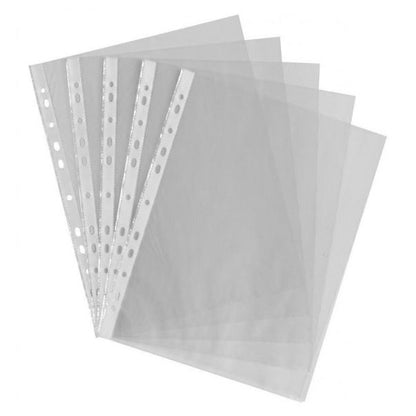 Clear plastic A4 PVC Punch Pockets, 100pc pack