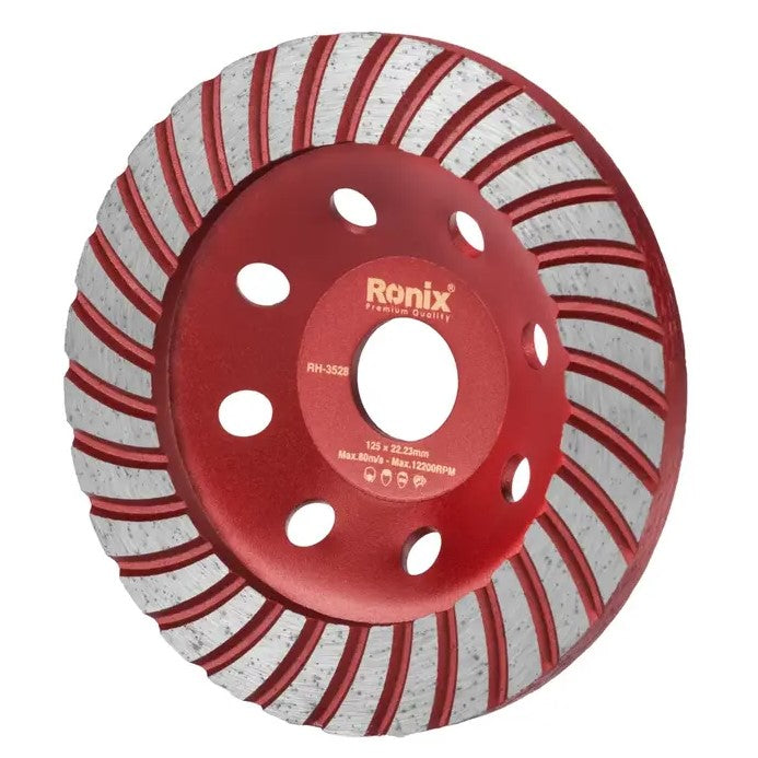 RONIX Turbo Diamond Cup Grinding Wheel, 125mm x 5 x 22.2mm, RH-3528
