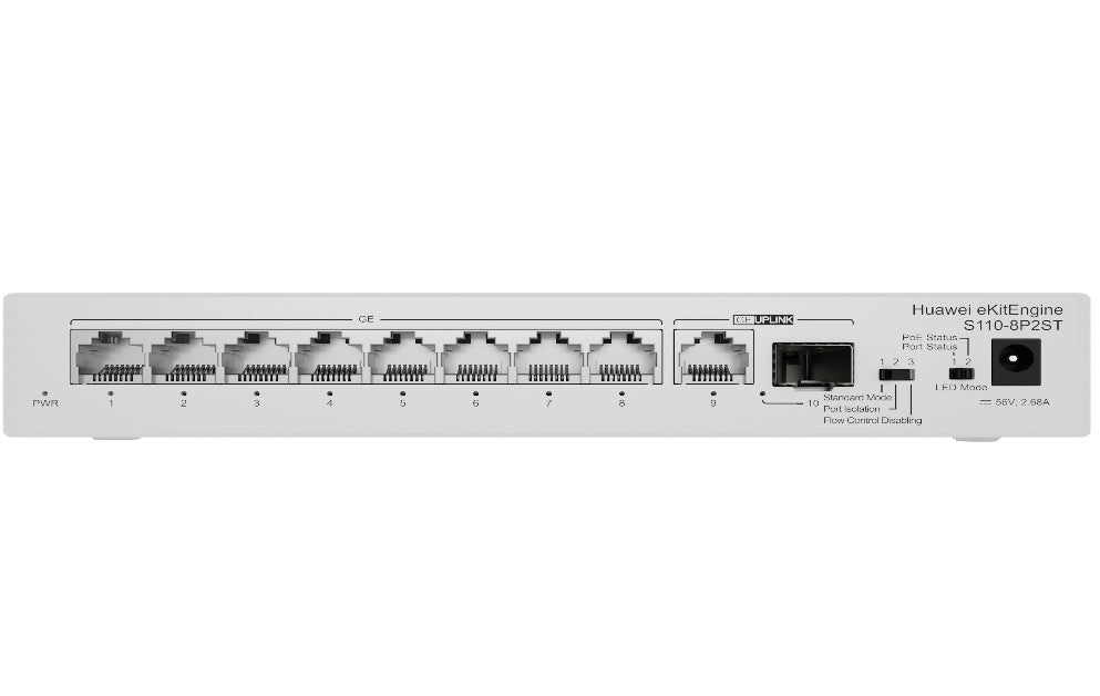 HUAWEI eKitEngine 8 x T ports, PoE+, Unmanaged Switch S110-8P2ST