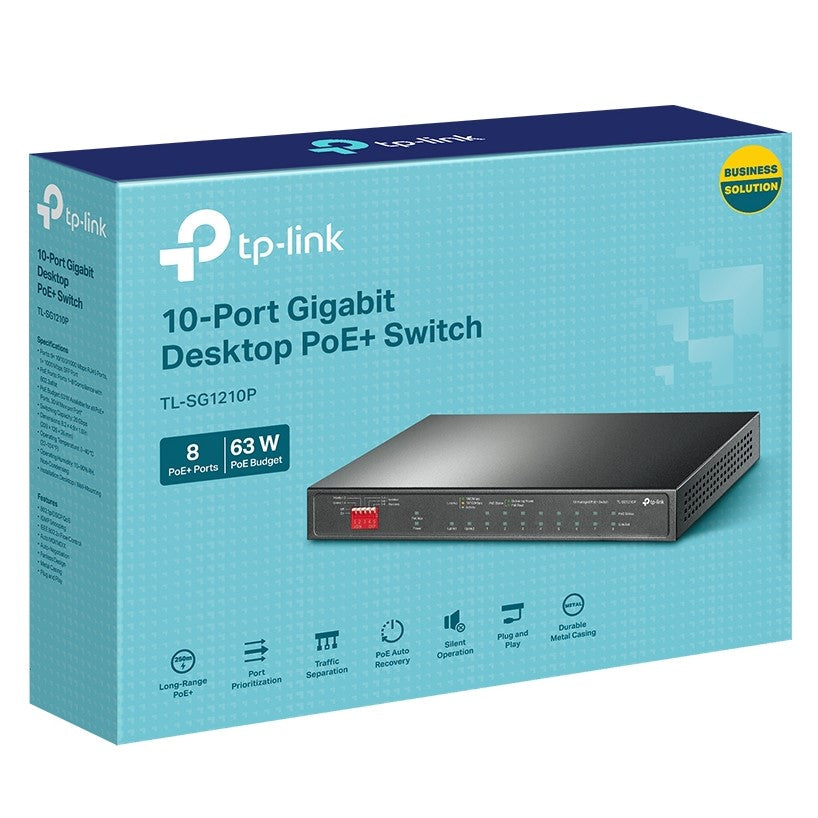 TP-LINK 10-Port Gigabit Desktop Switch with 8-Port PoE+, TL-SG1210P