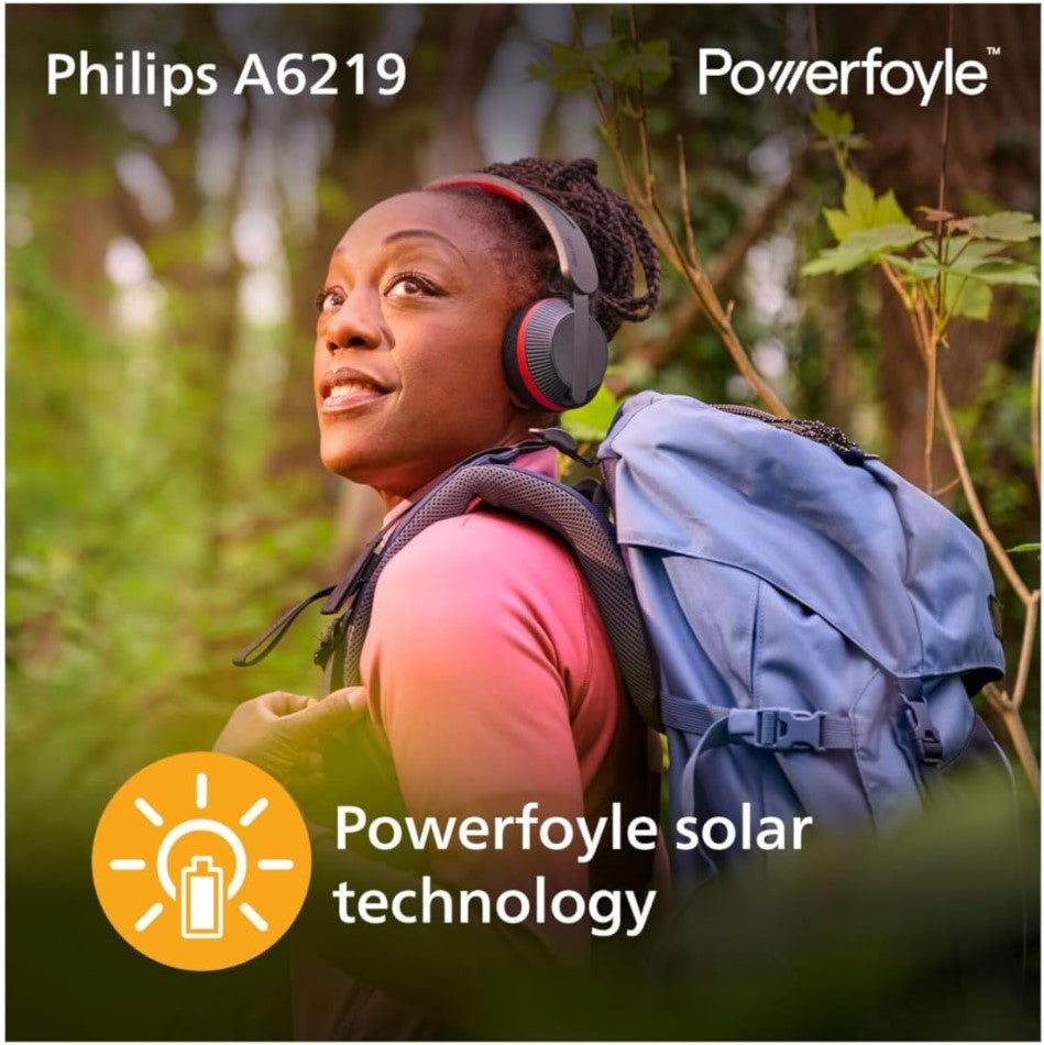 PHILIPS 6000 Series, Solar Power Wireless On-ear Headphones, TAA6219BK