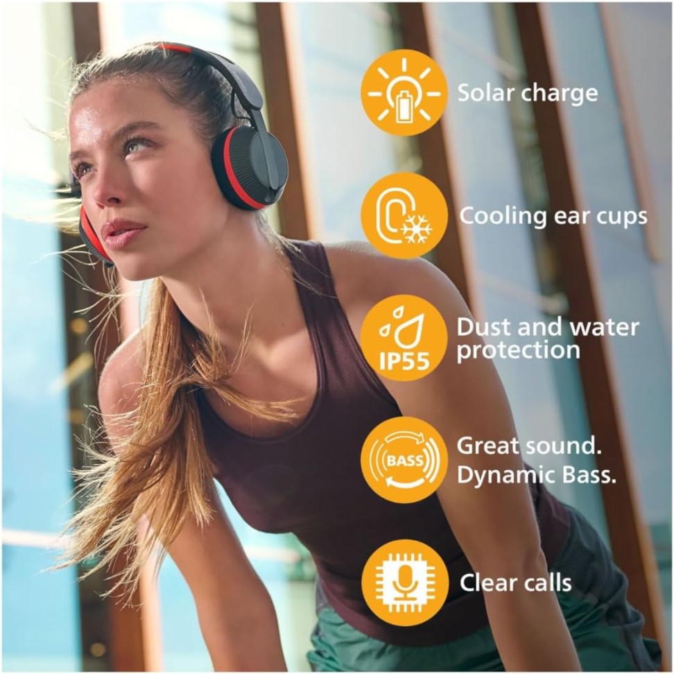 PHILIPS 6000 Series, Solar Power Wireless On-ear Headphones, TAA6219BK