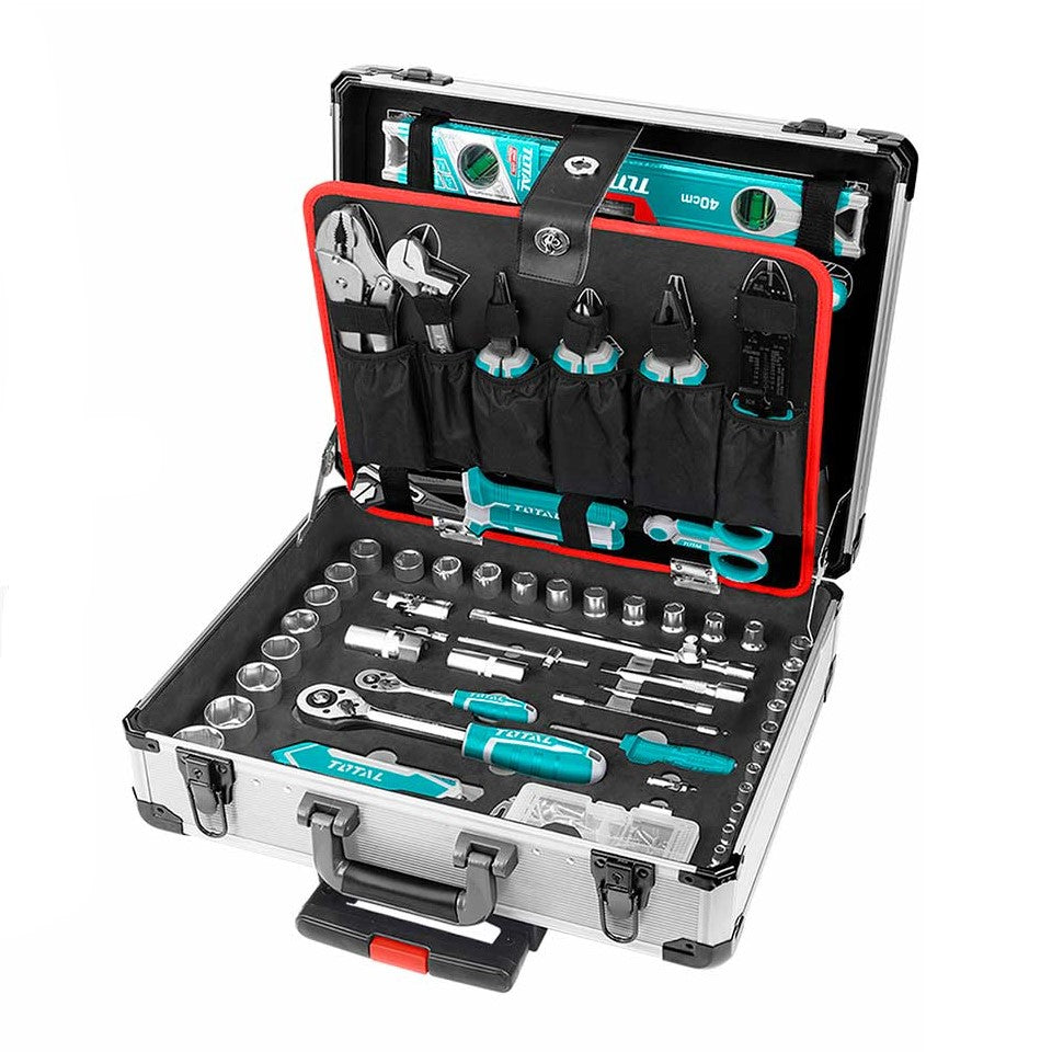 TOTAL 147pc Hand Tools Toolkit Set In Aluminum Suitcase THKTHP21476