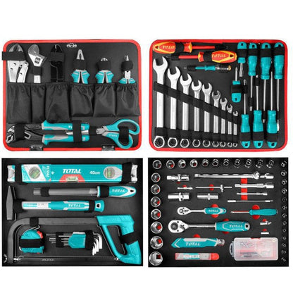 TOTAL 147pc Hand Tools Toolkit Set In Aluminum Suitcase THKTHP21476