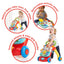 Colorful baby walker with text highlighting features like removable activity panel and textured wheels.