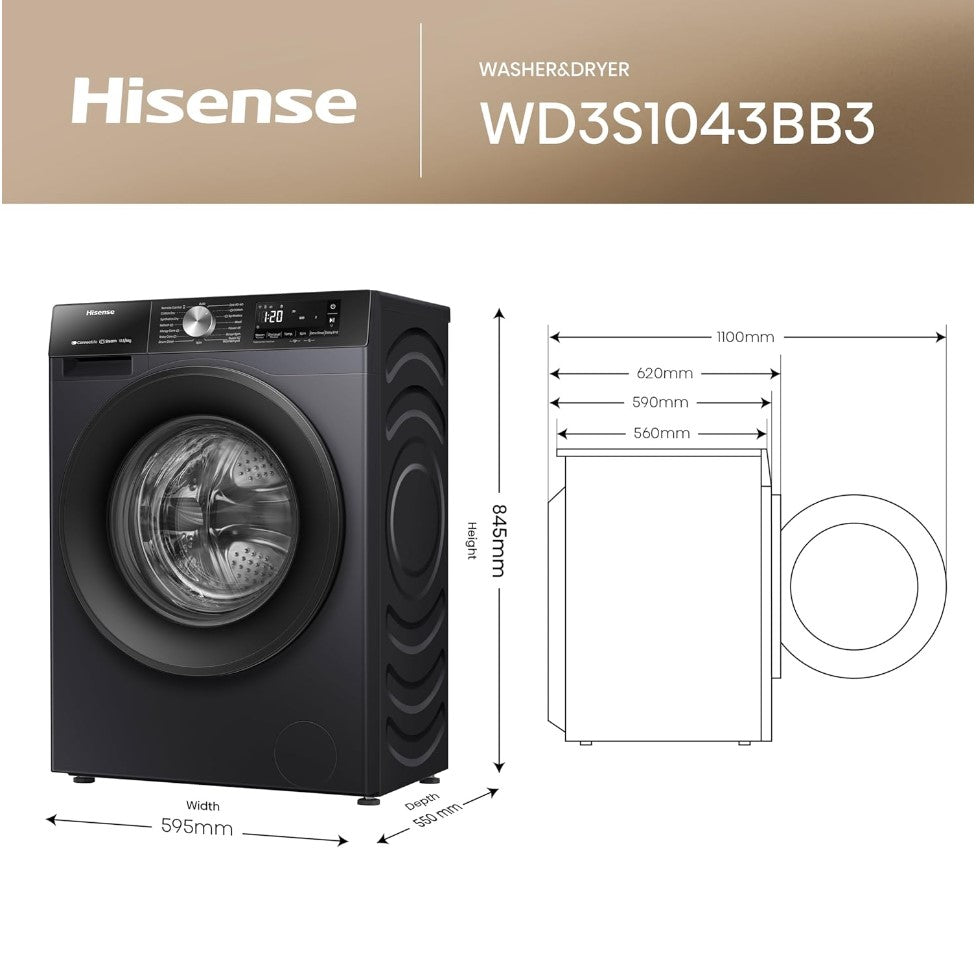 Hisense WD3S1042BB 10.5 kg Washing And Dryer Machine in Dar Tanzania 