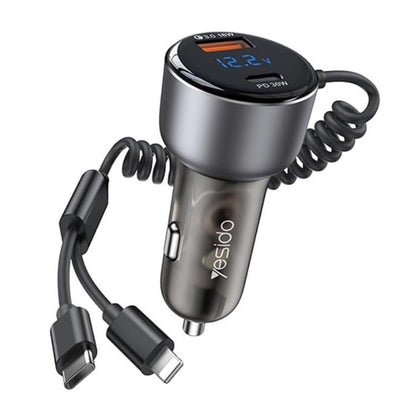 YESIDO Fast Charging 60W, Type-C, USB-A, Lightning Car Charger Y58