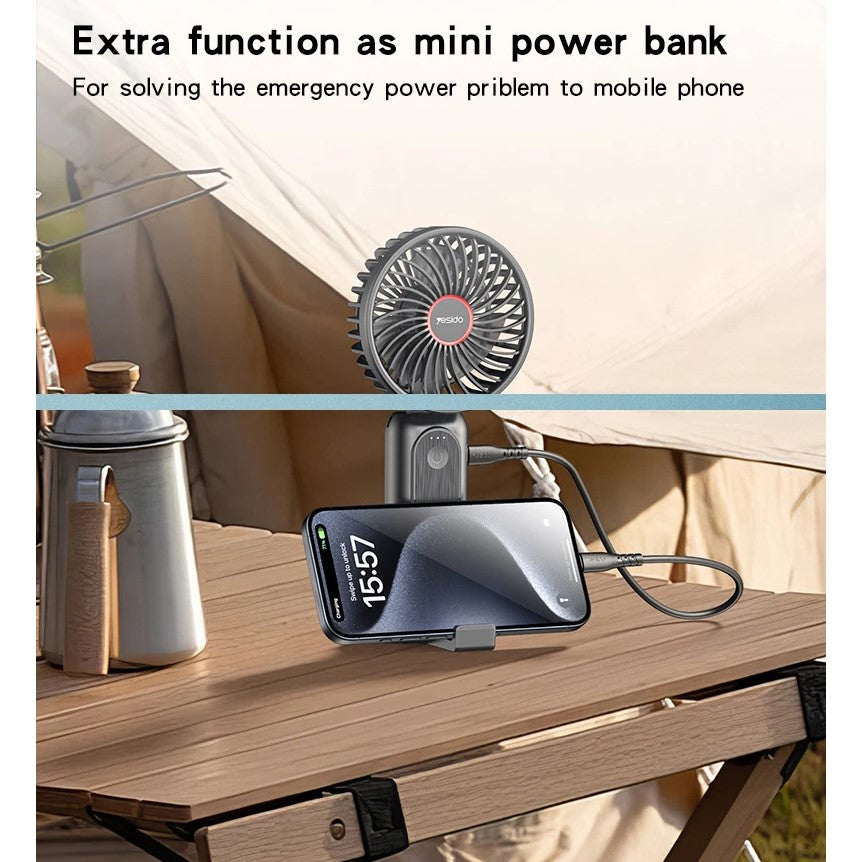 YESIDO 4000mAh Power Bank Fan, Type-C, YF10 | Gadgets in Tanzania