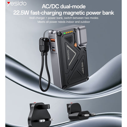 YESIDO, 10000mAh, 22.5W PD, USB and Wireless Power Bank YP89