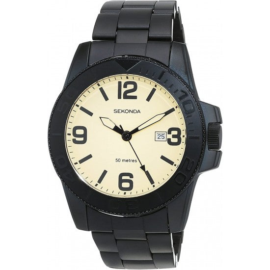 SEKONDA Black Bracelet Cream Dial Watch 1390 | Watches in Dar Tanzania