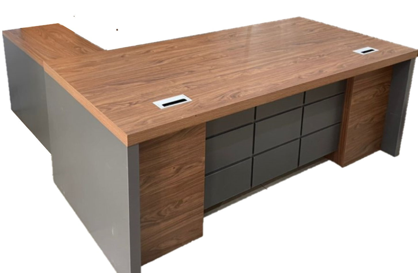 TRIX 240x100 Walnut Executive Desk with Side Cabinet | Office desks