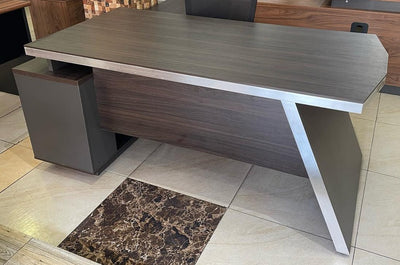 TRIX 160x80x76cm Redwood Melamine Executive Desk With Side Cabinet 
