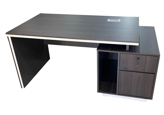 TRIX 140x70x75cm Redwood Melamine Executive Desk With Side Cabinet 