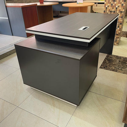TRIX 140x70x75cm Redwood Melamine Executive Desk With Side Cabinet 