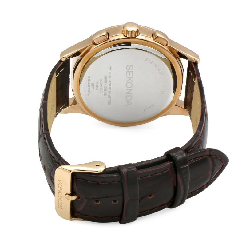 Sekonda men's black and rose outlet gold plated chronograph watch