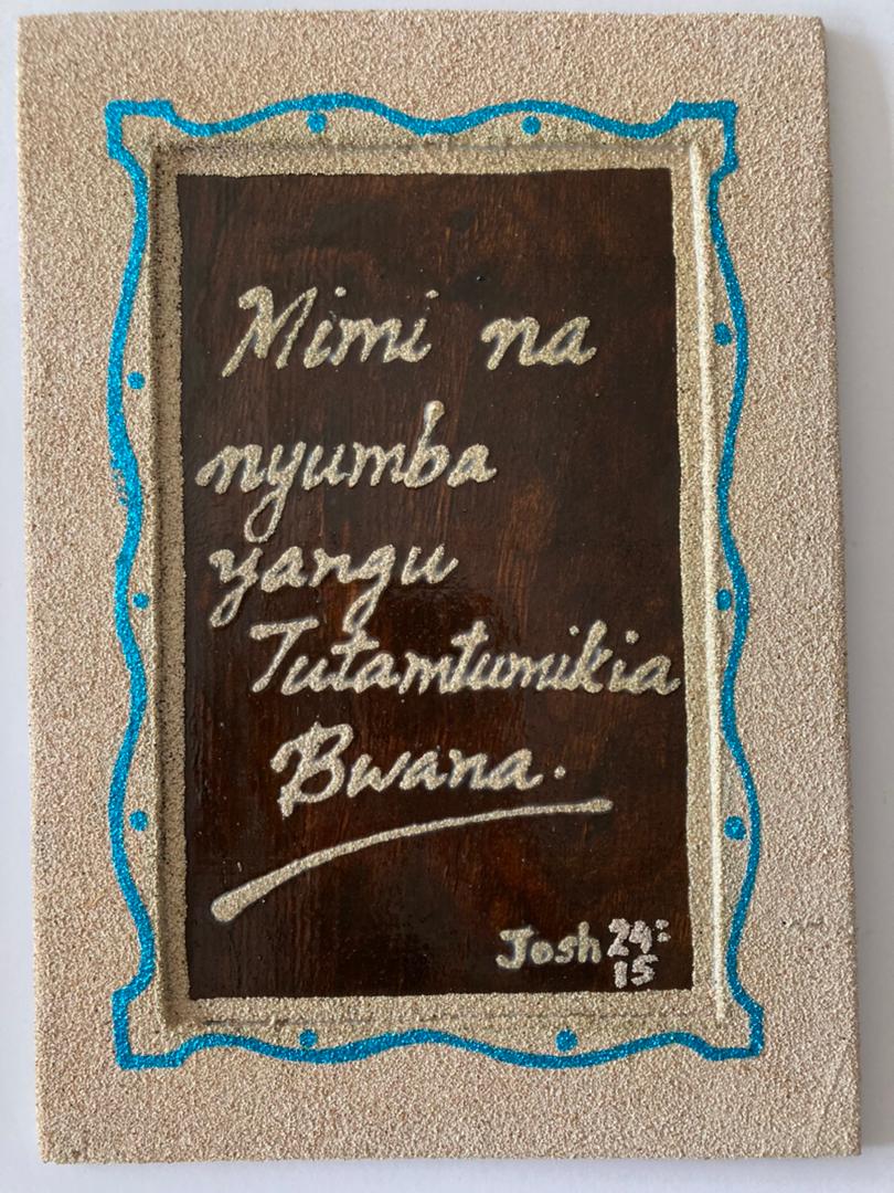Wooden Eggshell Bible Quote Frame | Carvings in Dar Tanzania