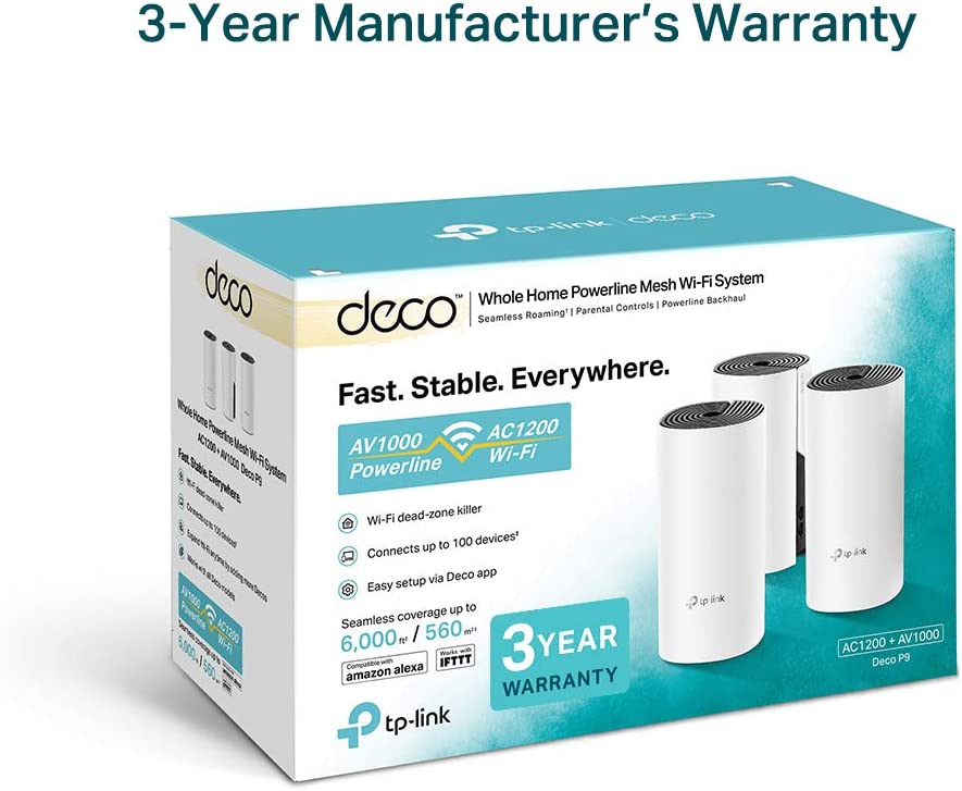 TP-LINK Deco P9 AC1200 + AV1000 Whole Home Hybrid Mesh Wi-Fi System