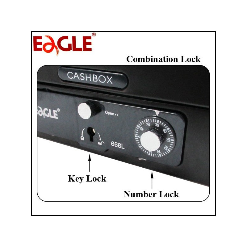 EAGLE 8 Inch Key/Number Lock Metal Cash Box | Cash Box in Dar Tanzania