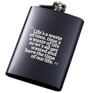 Life Quote Black Steel Hip Flask | Whiskey flask in Dar Tanzania