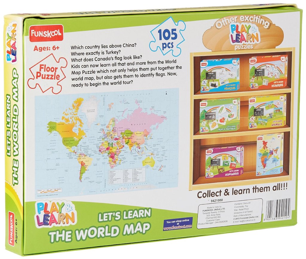 FUNSKOOL 105pc World Map Puzzles | Puzzles in Dar Tanzania